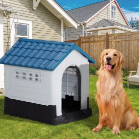 33 Inch Large Plastic Dog House, Indoor Outdoor Dog House Pet House With Vents And Raised Floors, Insulated Waterproof Puppy Shelter Kennel (Option: Plastic dog house)