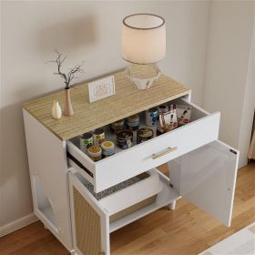 Cat Litter Box Shell With Grab Board, Wooden Pet House Dining Cabinet (Color: White)