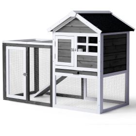 Wooden Rabbit House Outdoor Chicken House Indoor Rabbit Cage With Running, Guinea Pig House Pet House With Pull Out On Tray (Option: Wooden rabbit house)
