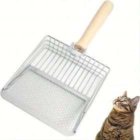 Cat Litter Spatula-Durable Metal Cat Litter Scoop With Long Handle, Heavy Duty Pooper Scooper For Litter Box, Stainless Steel Litter Scoop (Option: Cat litter spatula)