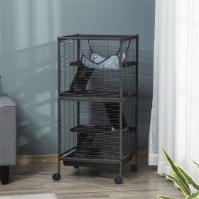 Small Animal Cage , Chinchilla Cage (Color: Black)