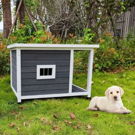 Outdoor Puppy Dog Kennel ,Waterproof Dog Cage, Wooden Dog House with Porch Deck (Color: as Pic)
