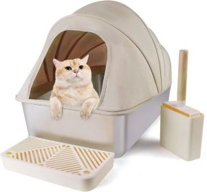 Fully Enclosed Stainless Steel Cat Little Box, Premium Covered Cat Litter Box Features Leak-Proof Design, Includes Scoop For Easy Cleaning (Option: 005006MSPBPK)