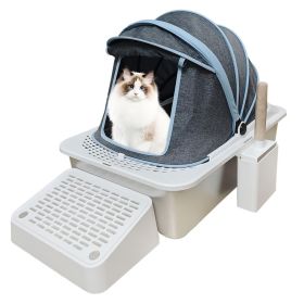 Cloth Cover Type Cat Litter Box,fully Enclosed, Anti-splash, Easy To Clean, Extra Large Widened And Thickened Pet Stainless Steel Cat Litter Box (Option: 60X40X45 CM)